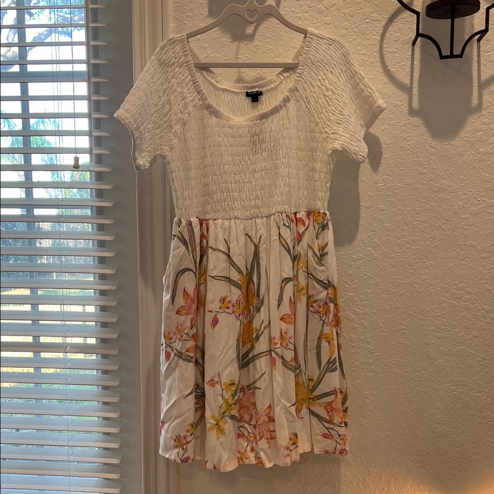 Torrid White and Floral Midi Dress